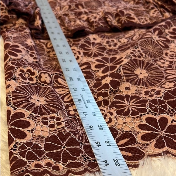 Vici Floral Ruffle Blouse - Burgundy and Pink - Picture 8 of 9